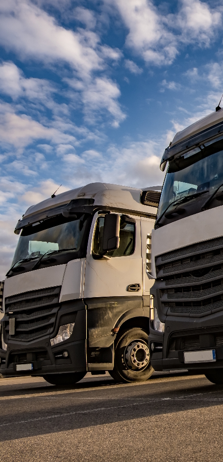 Freight shipping trucks transport
